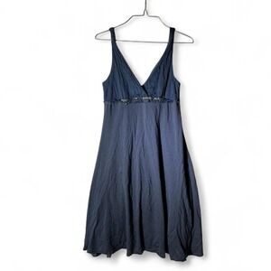 Velvet by Graham & Spencer Ethereal Navy Blue Silk Contrast Empire Waist Dress S